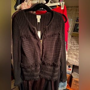 NWT Chico’s Pure black size 1 zip up cardigan sweater… brand new!